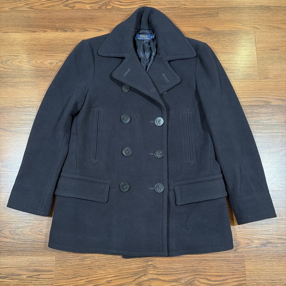Polo Ralph Lauren Men's Wool Peacoat Jacket Size M Navy Double Breasted